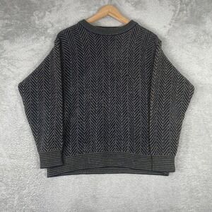 Cellinni Sweater Womens Large Green Herringbone Knit Wool Mohair Blend Vintage